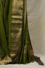 Moss Green Maheshwari Saree - SRMGMS1042