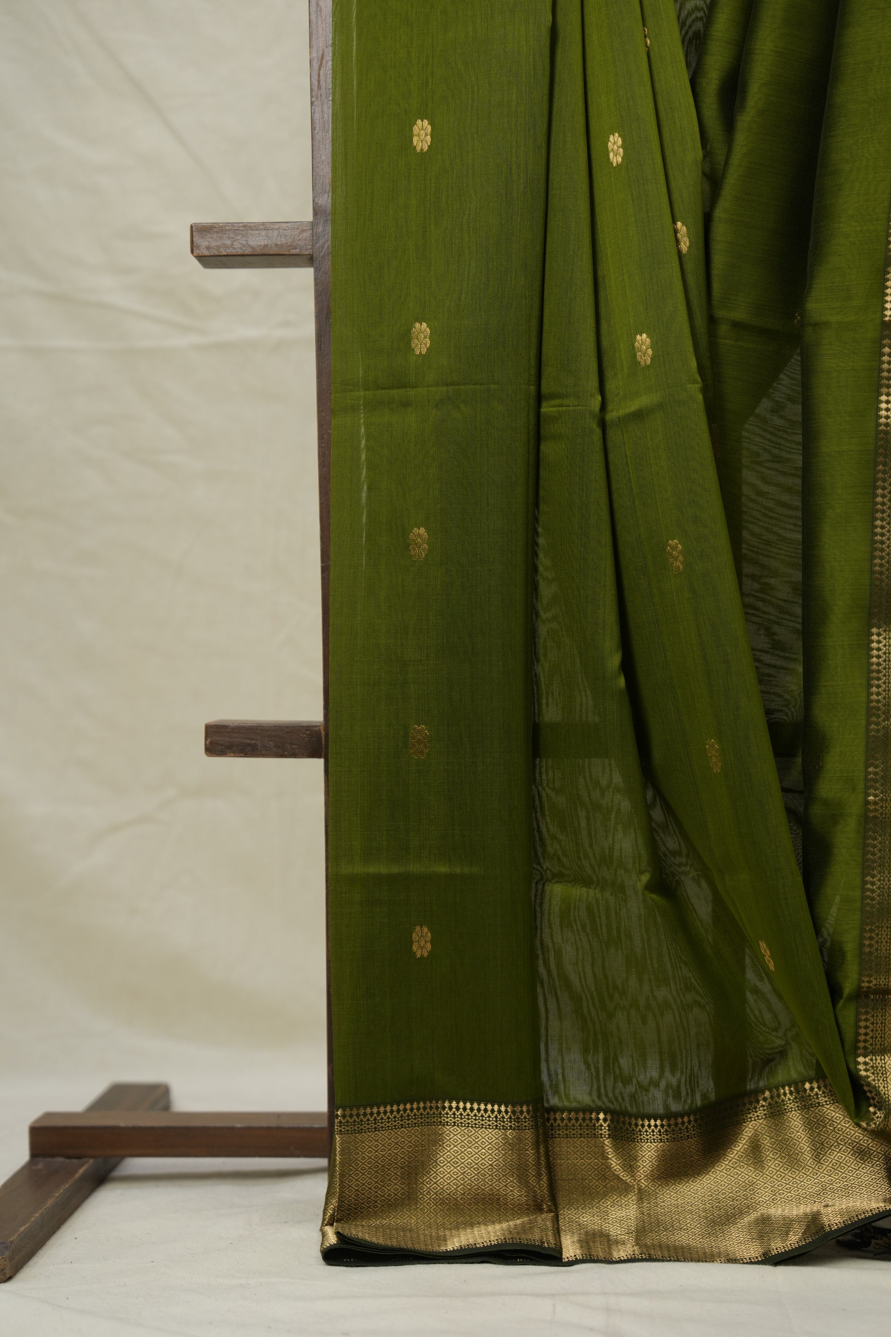 Moss Green Maheshwari Saree - SRMGMS1042