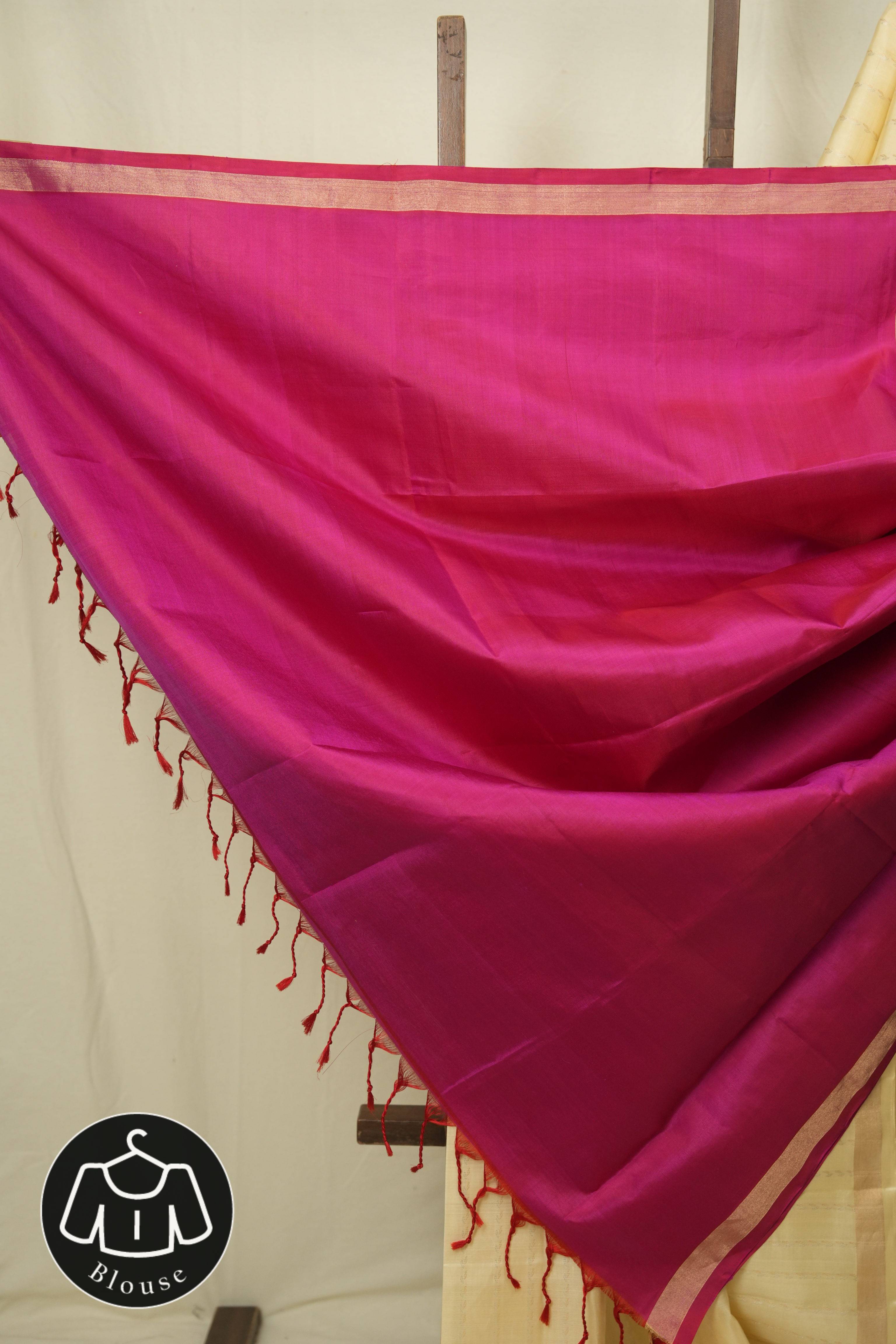 Cream Soft Silk Saree - SRCSSS459