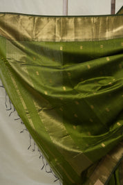 Moss Green Maheshwari Saree - SRMGMS1042
