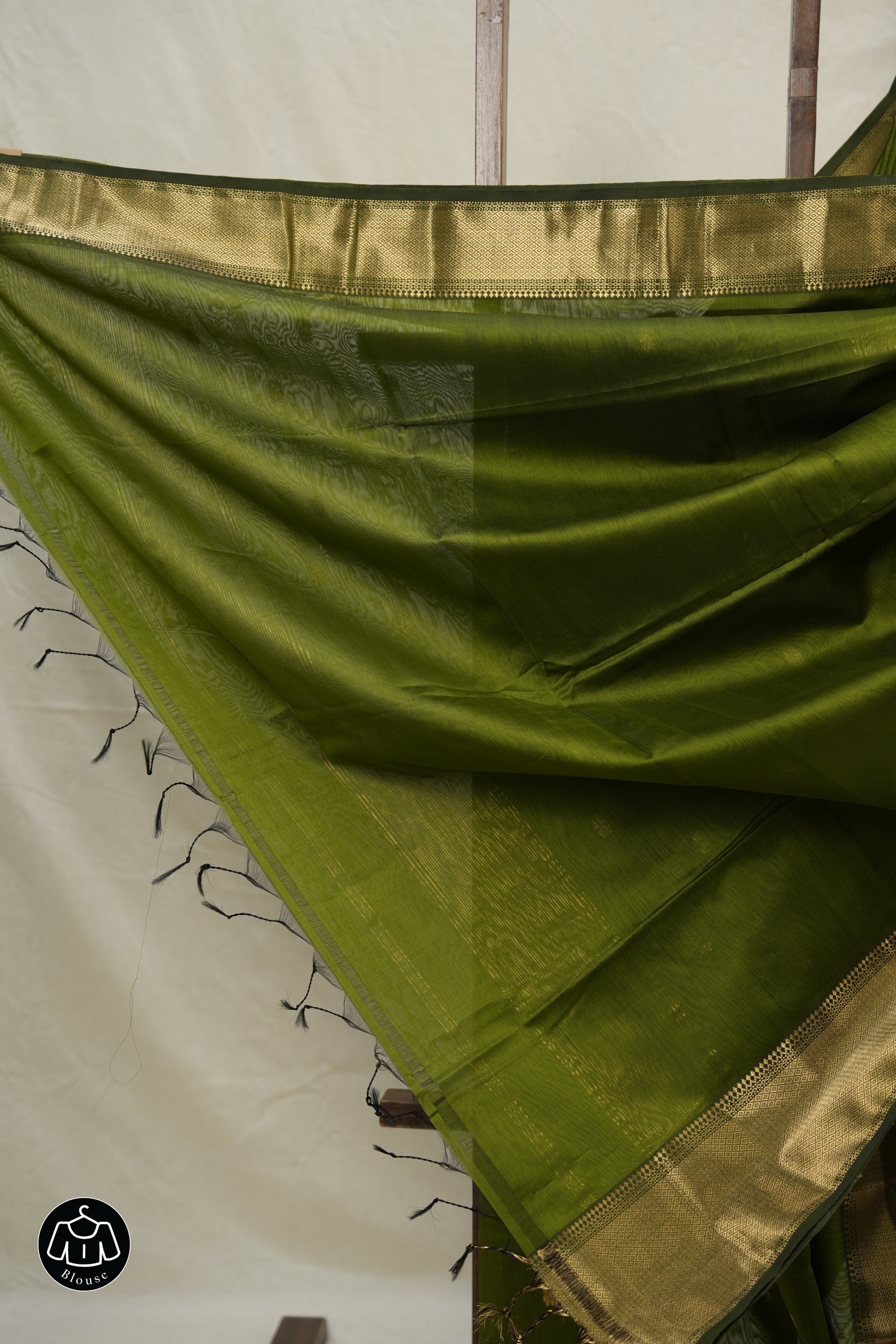 Moss Green Maheshwari Saree - SRMGMS1042