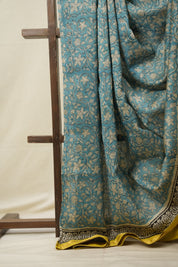 Aqua HBP Cotton Silk Saree With Maheshwari Border - SRACSS1338