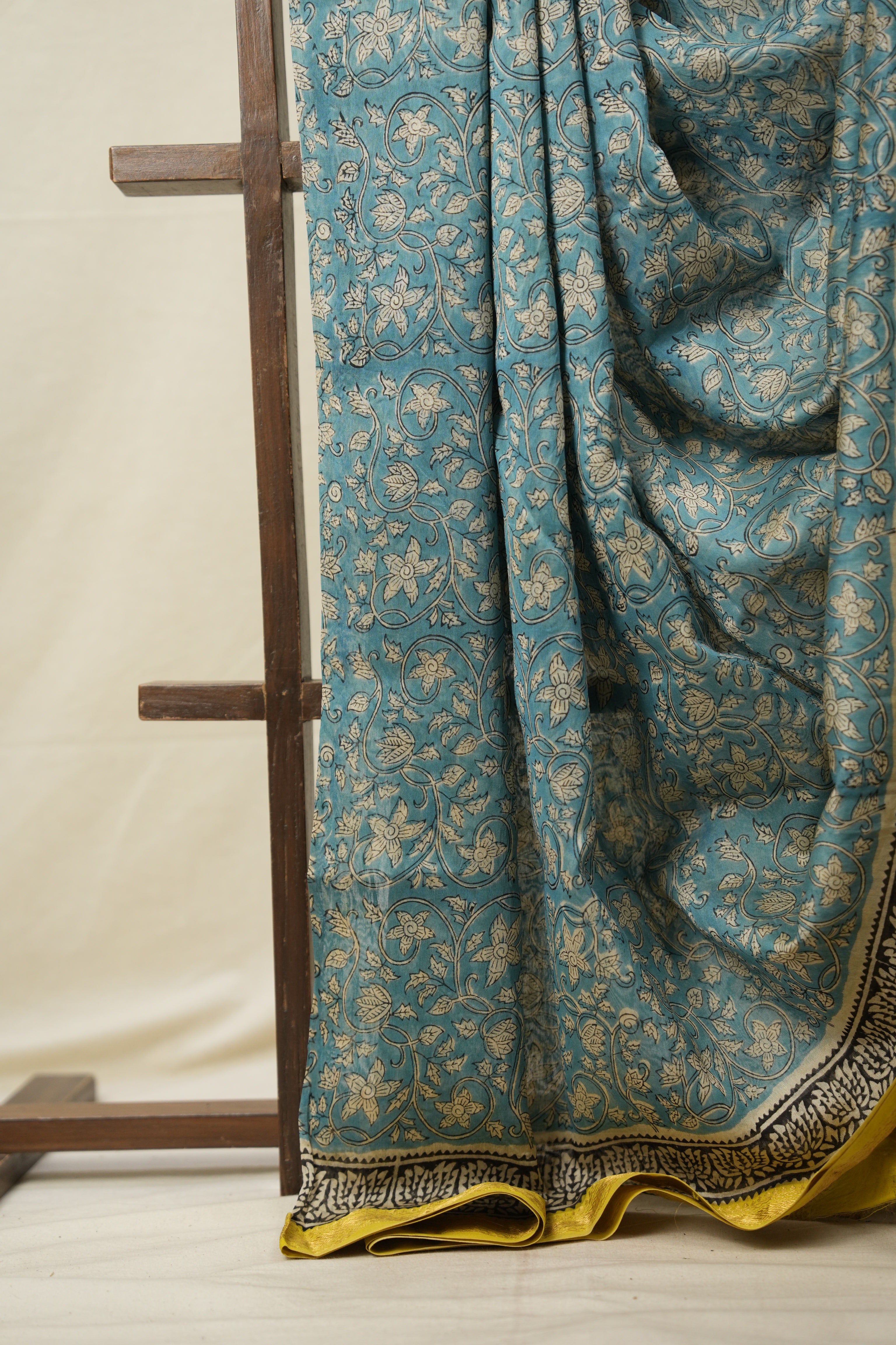 Aqua HBP Cotton Silk Saree With Maheshwari Border - SRACSS1338