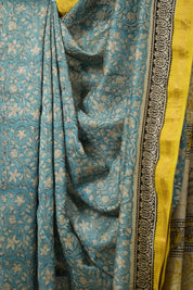 Aqua HBP Cotton Silk Saree With Maheshwari Border - SRACSS1338