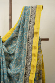Aqua HBP Cotton Silk Saree With Maheshwari Border - SRACSS1338