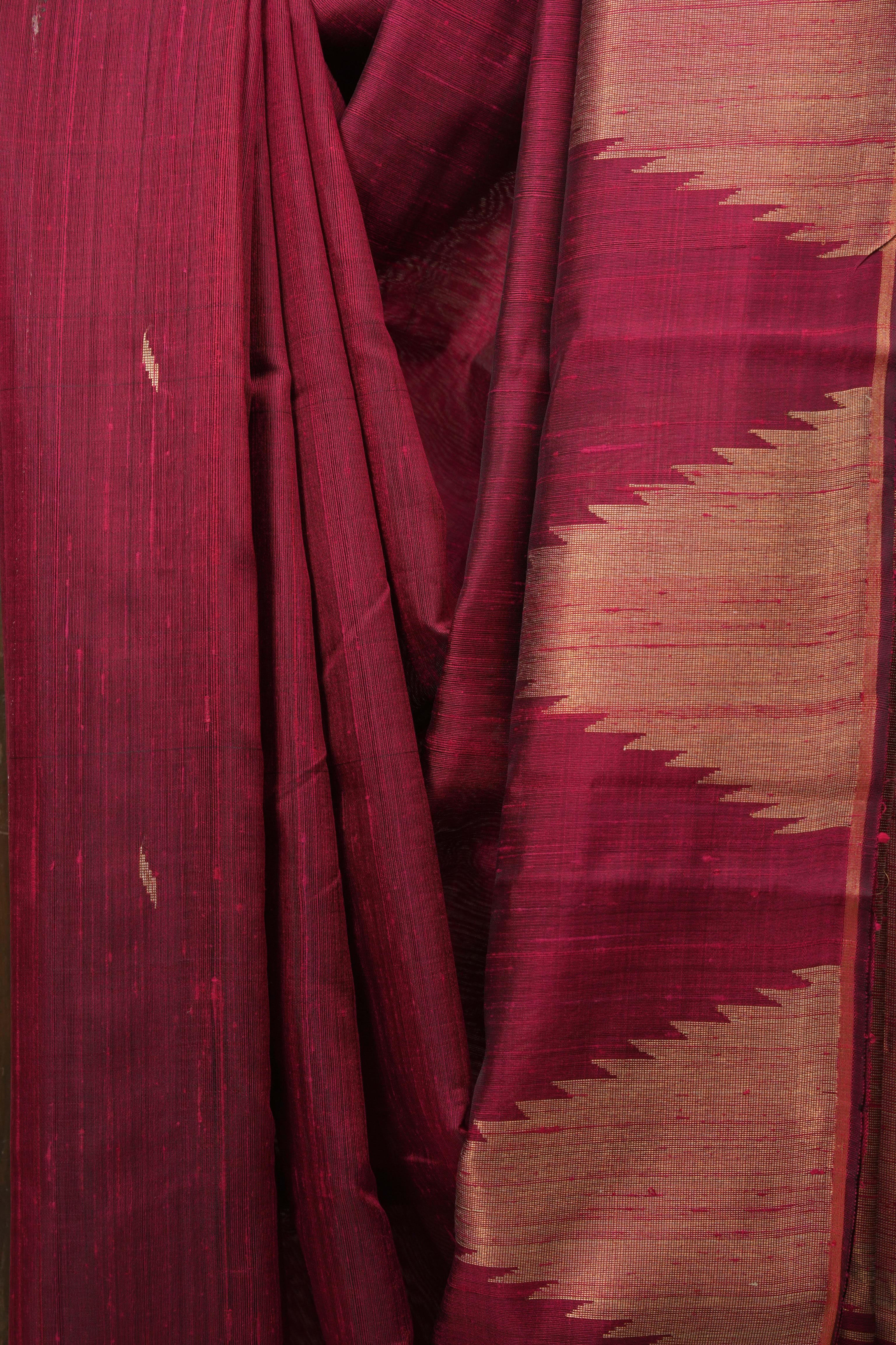 Red Raw Silk Saree - SRRRSS1013