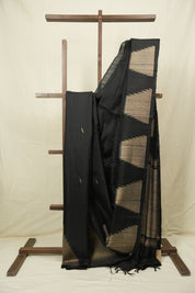 Black Raw Silk Saree - SRBRSS1015