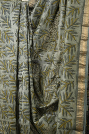 Grey HBP Cotton Silk Saree With Maheshwari Border - SRGCSS1287