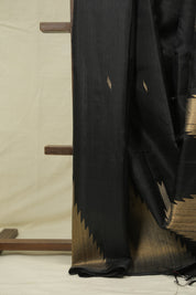 Black Raw Silk Saree - SRBRSS1015