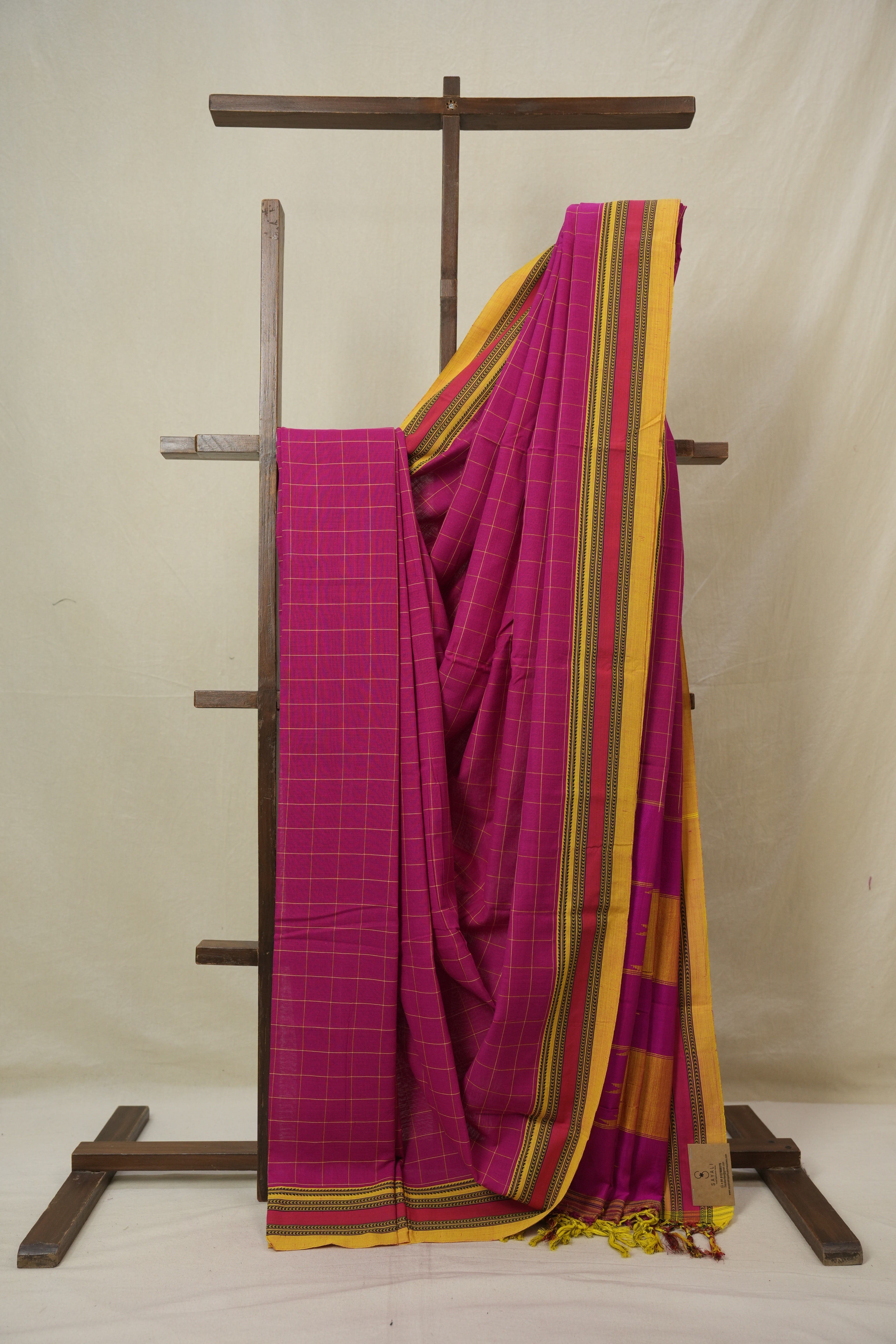 Rani Pink Cotton Ilkal Saree - SRRPCIS918