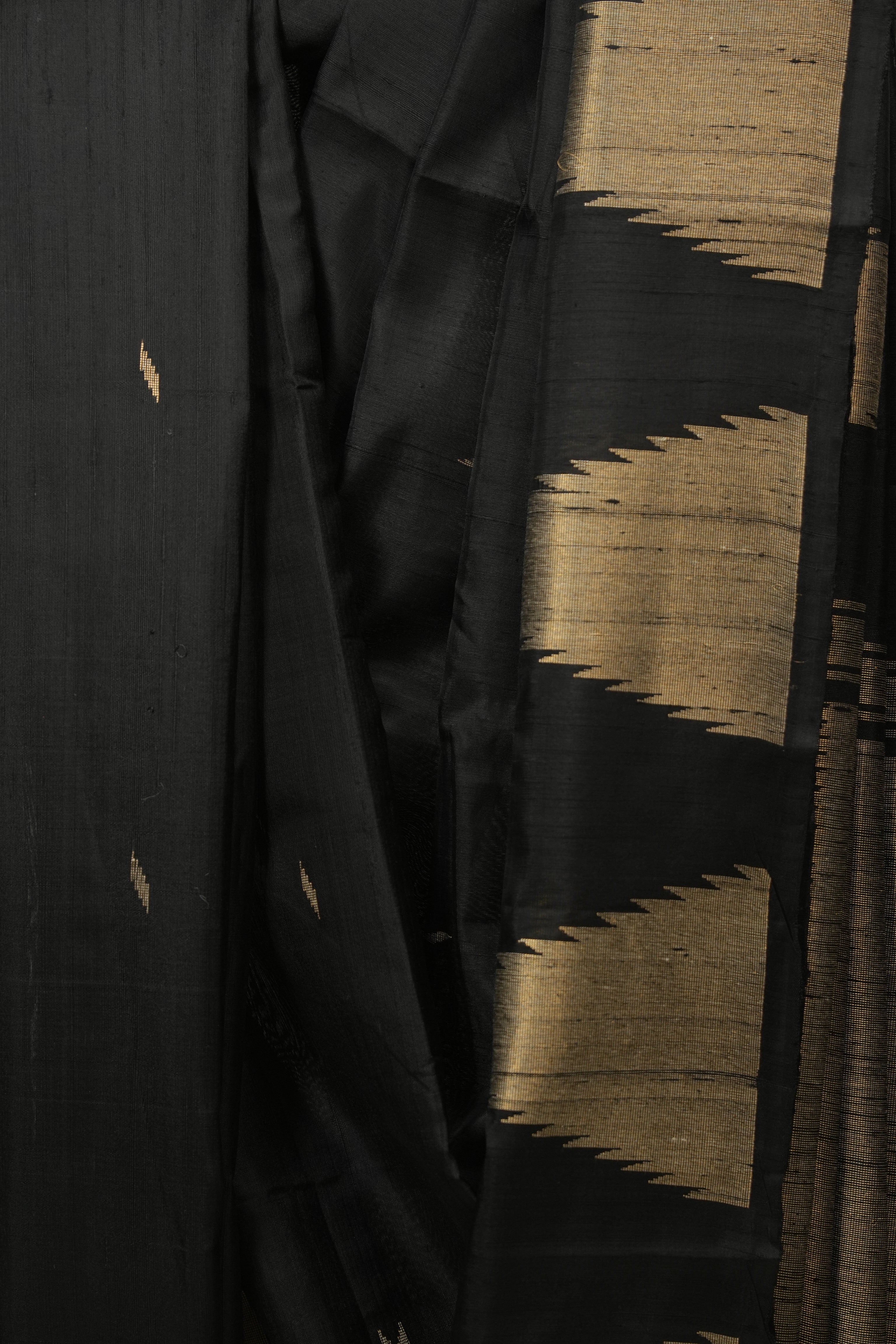 Black Raw Silk Saree - SRBRSS1015