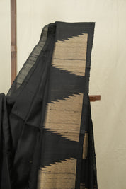 Black Raw Silk Saree - SRBRSS1015