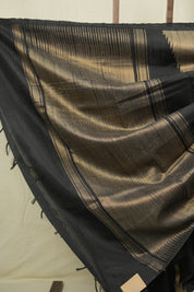 Black Raw Silk Saree - SRBRSS1015