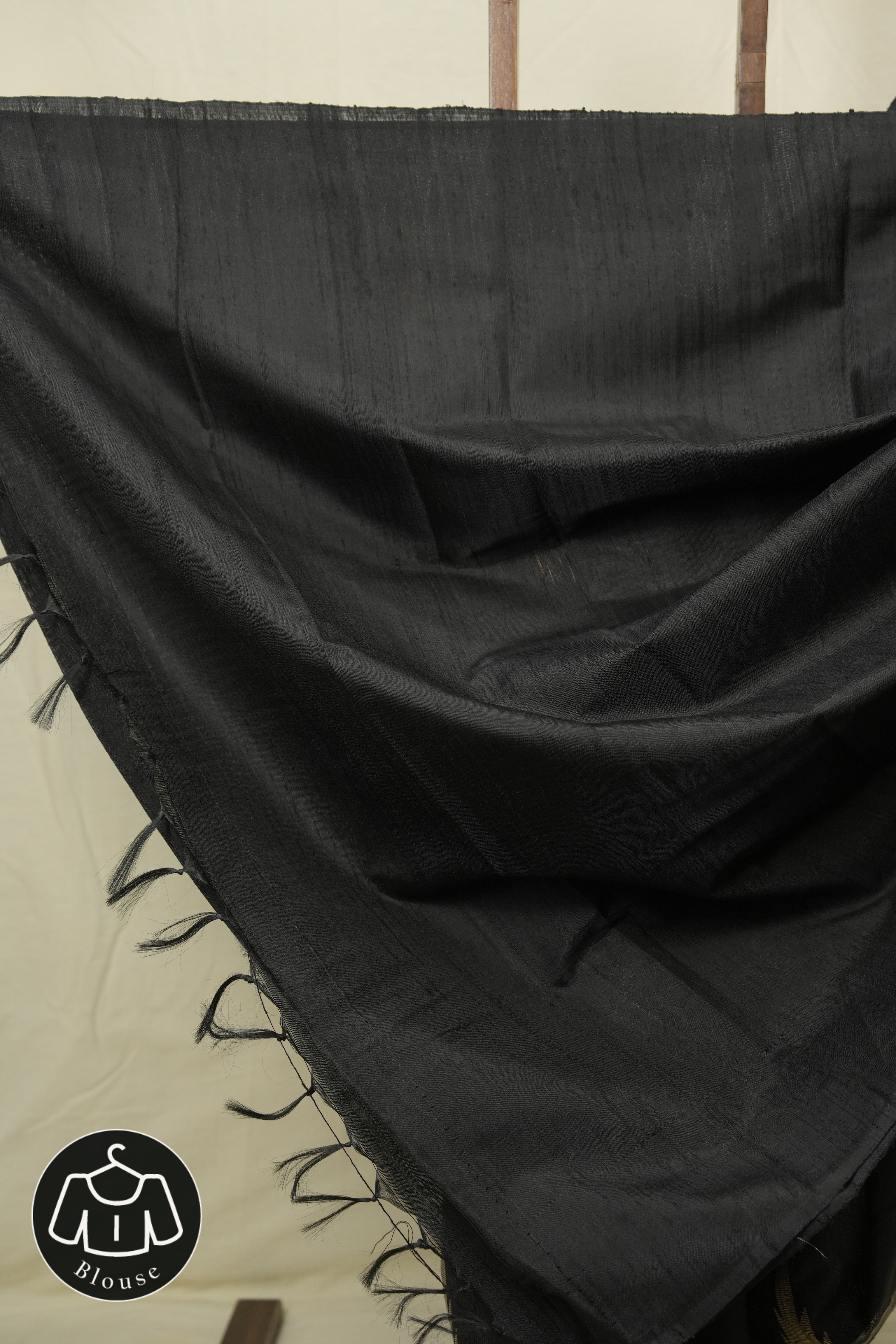 Black Raw Silk Saree - SRBRSS1015