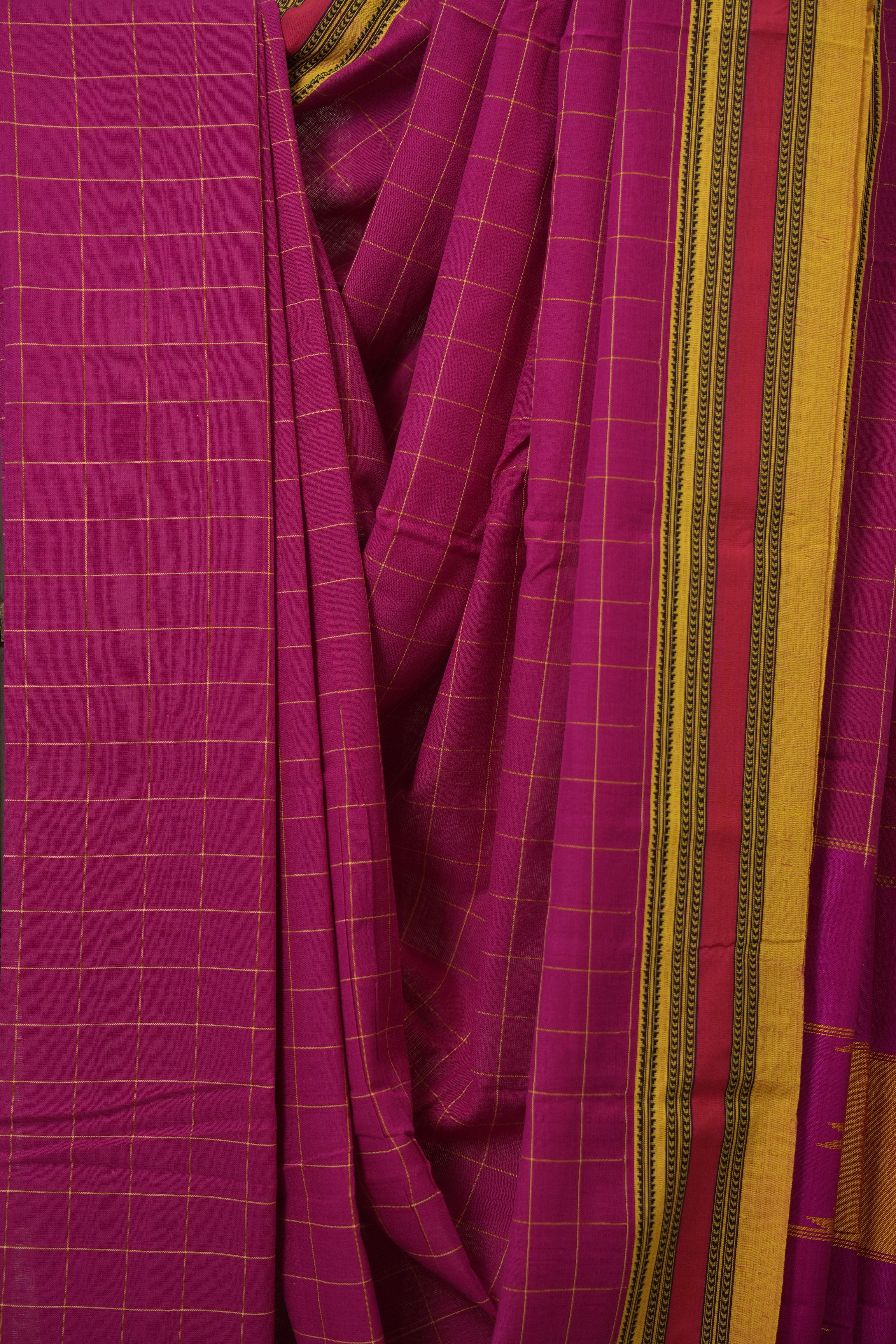 Rani Pink Cotton Ilkal Saree - SRRPCIS918