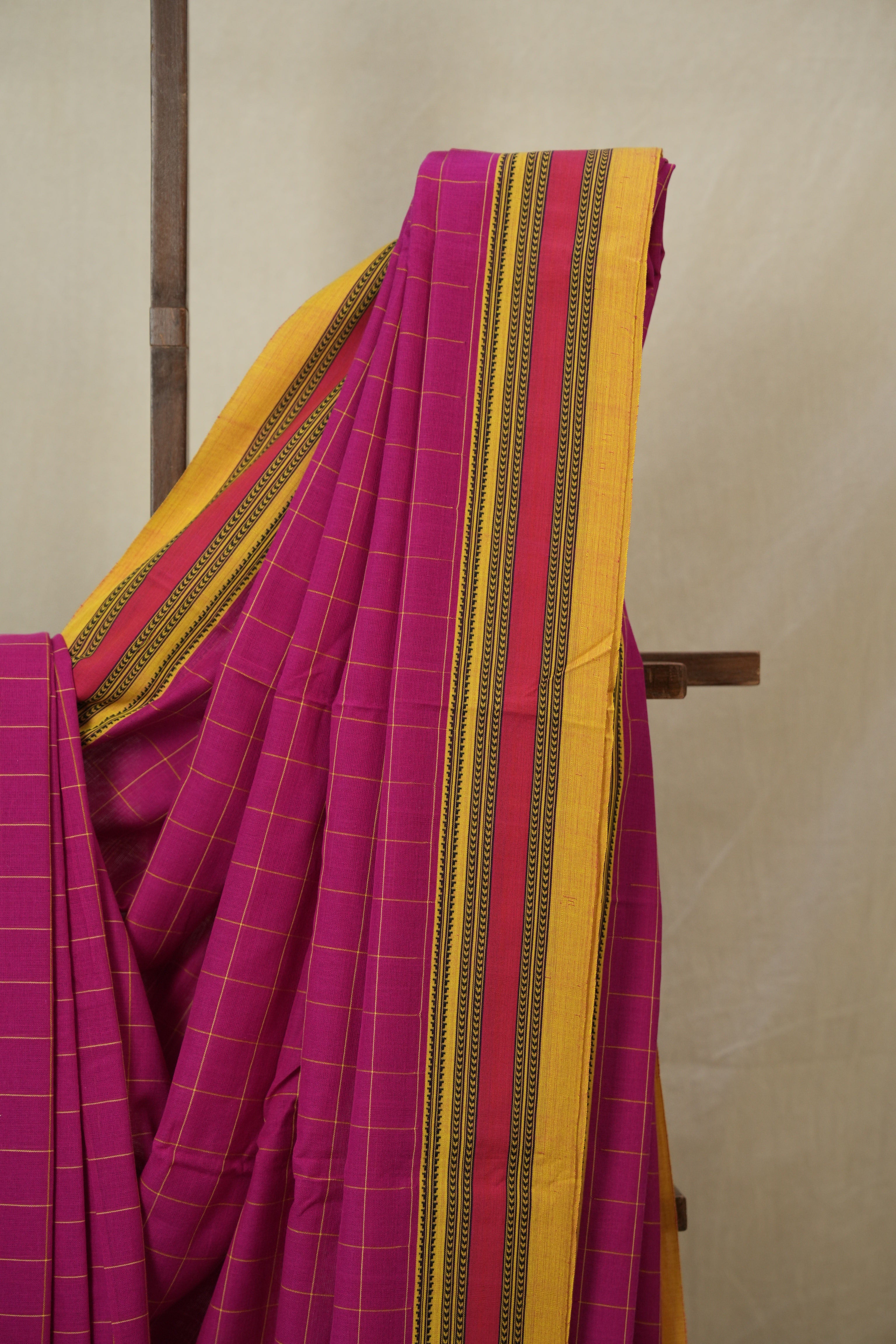 Rani Pink Cotton Ilkal Saree - SRRPCIS918