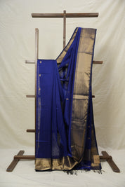 Navy Blue Maheshwari Saree - SRNBMS1036