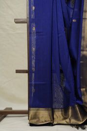 Navy Blue Maheshwari Saree - SRNBMS1036