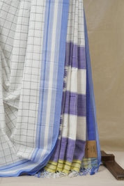 White Cotton Ilkal Saree - SRWCIS917