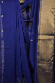Navy Blue Maheshwari Saree - SRNBMS1036