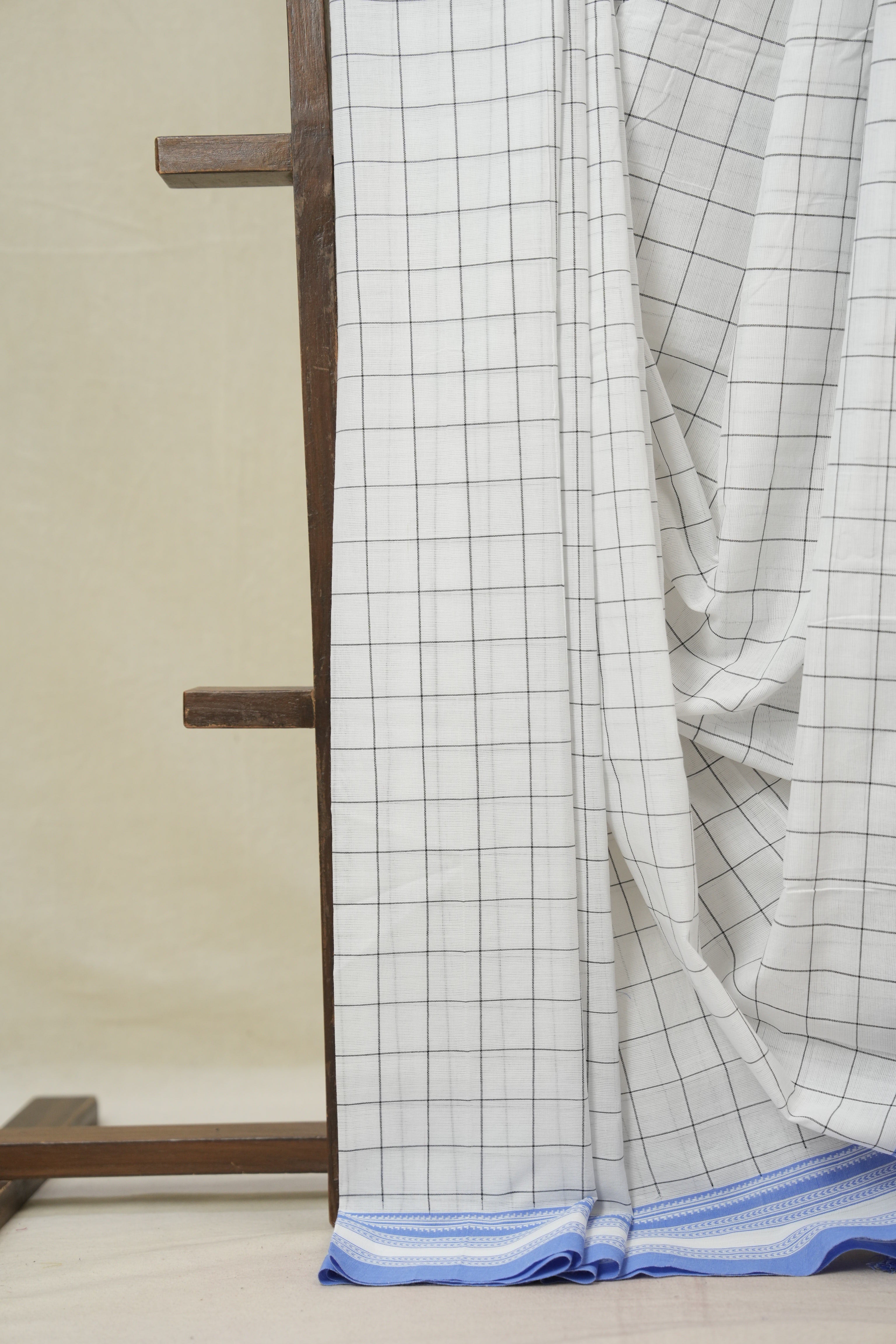 White Cotton Ilkal Saree - SRWCIS917