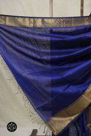 Navy Blue Maheshwari Saree - SRNBMS1036