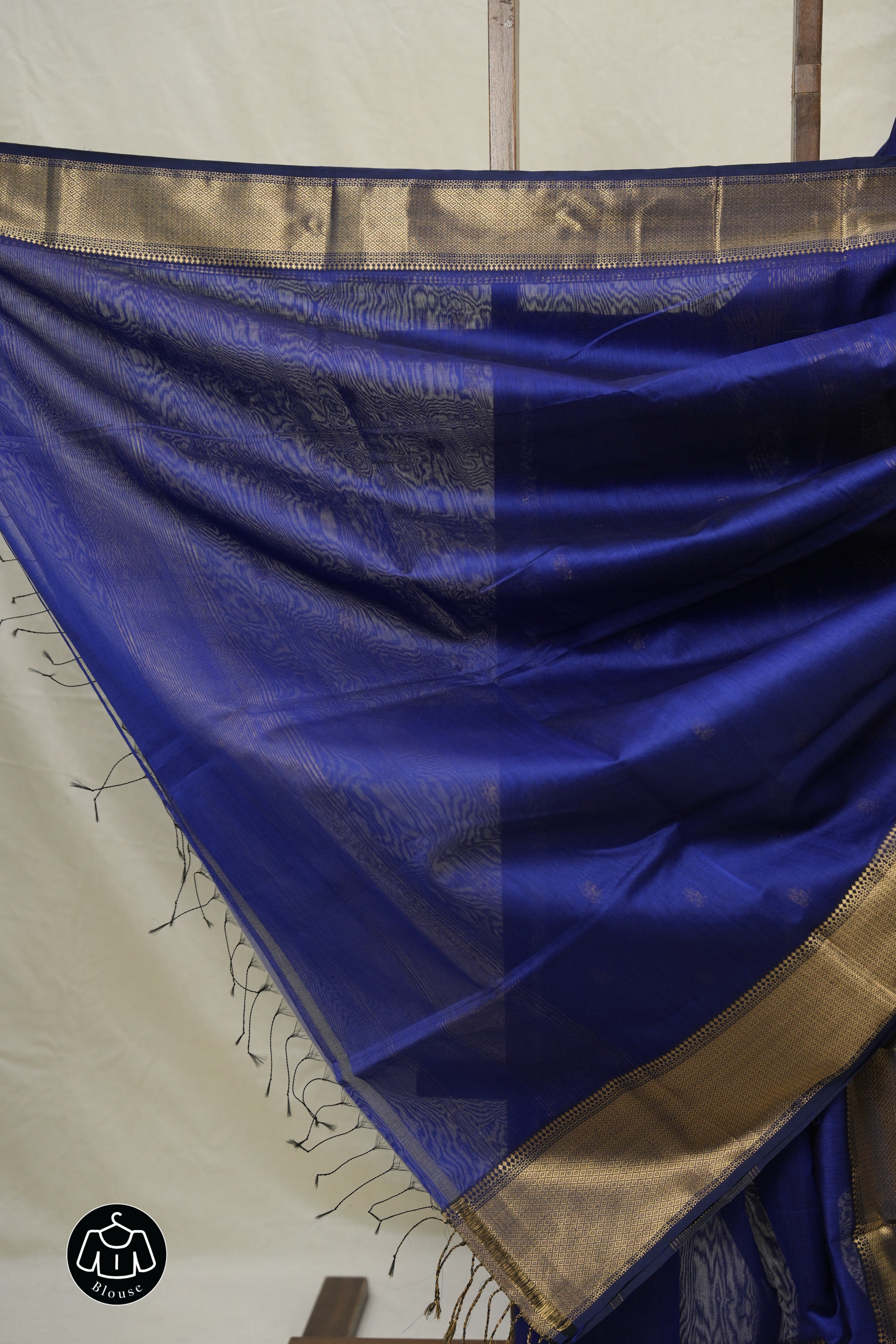 Navy Blue Maheshwari Saree - SRNBMS1036