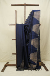 Navy Blue Raw Silk Saree - SRNBRSS1009
