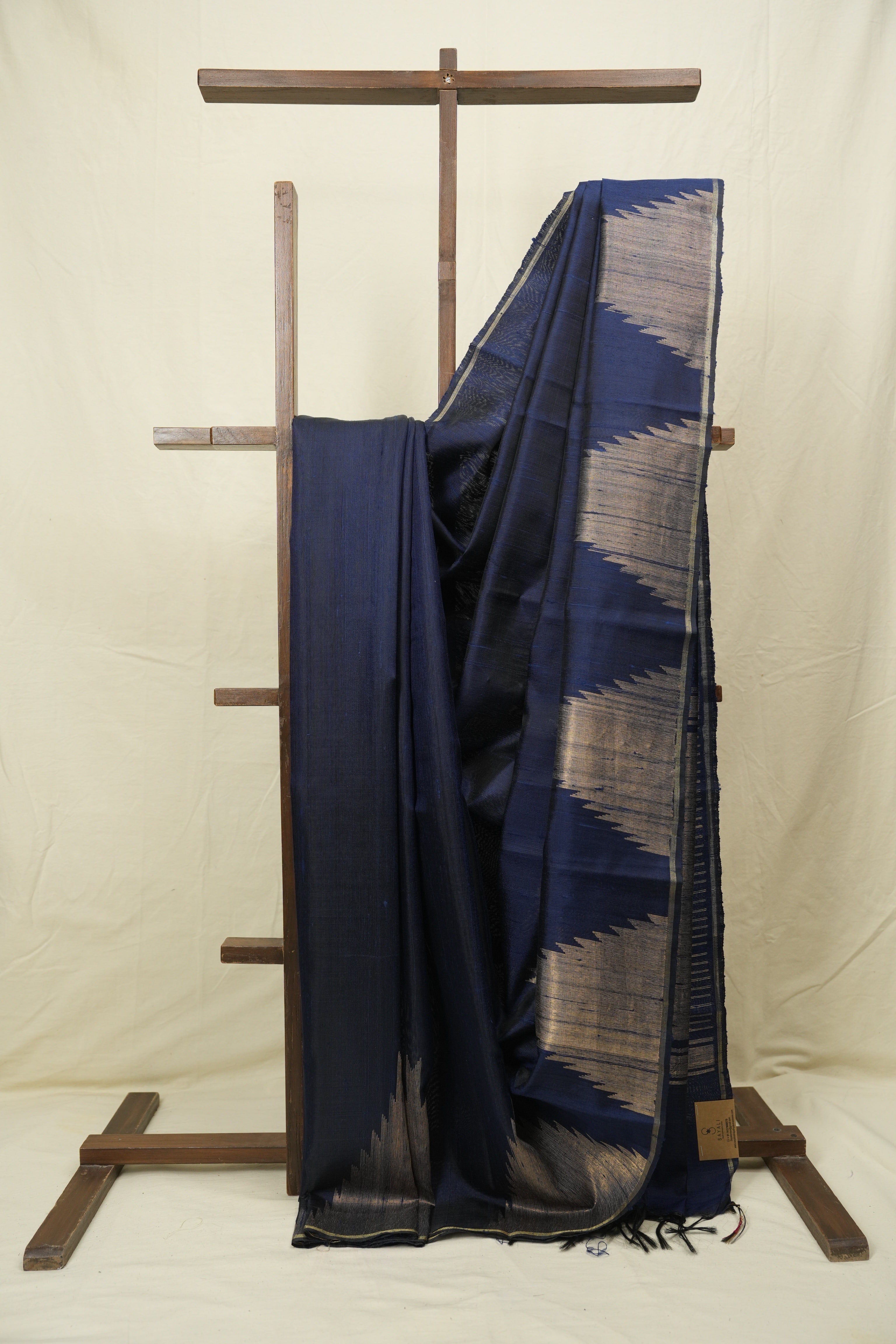 Navy Blue Raw Silk Saree - SRNBRSS1009