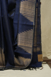 Navy Blue Raw Silk Saree - SRNBRSS1009