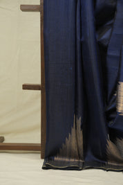 Navy Blue Raw Silk Saree - SRNBRSS1009