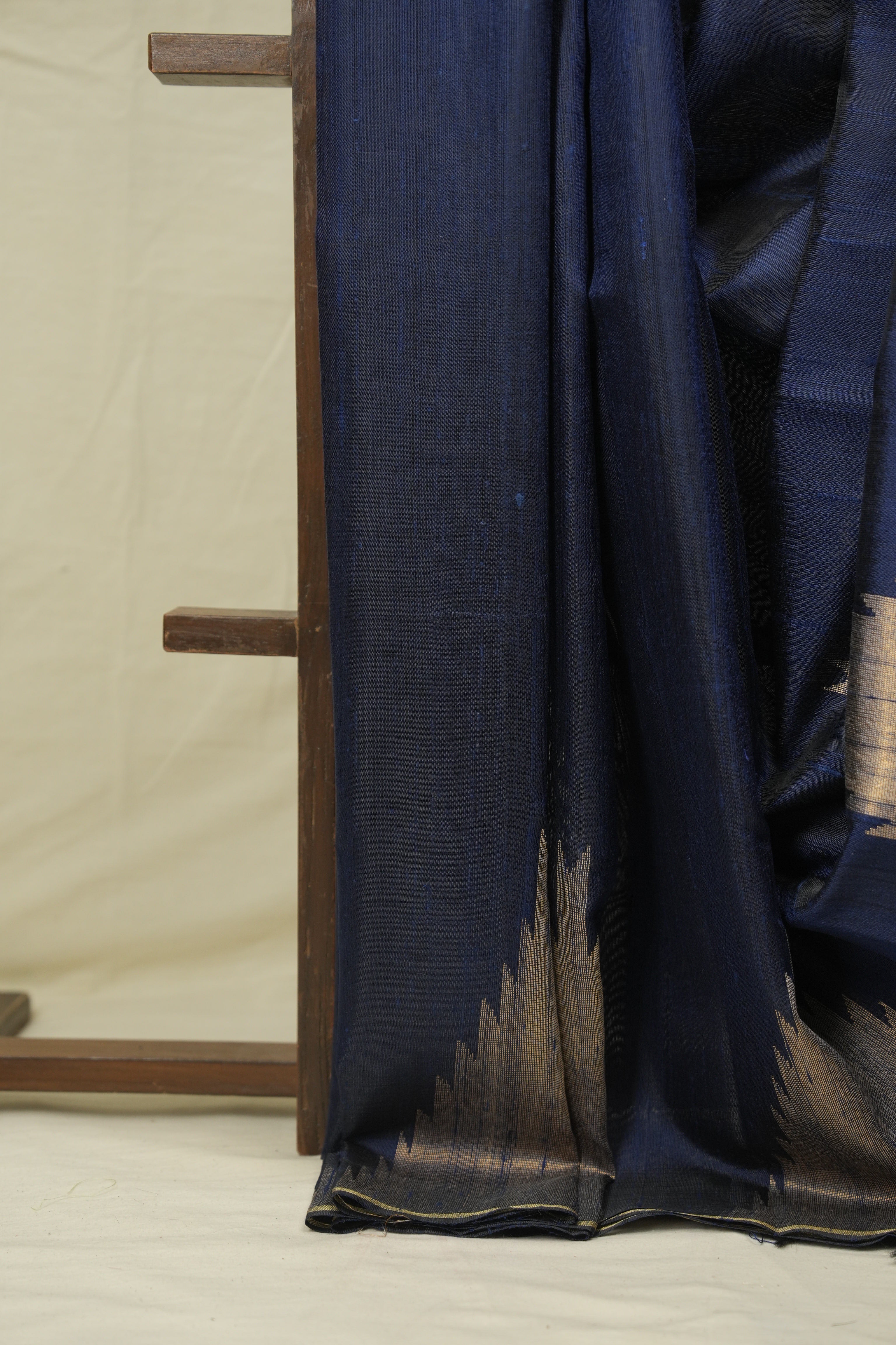 Navy Blue Raw Silk Saree - SRNBRSS1009