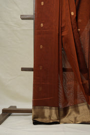 Brown Maheshwari Saree - SRBMS1037