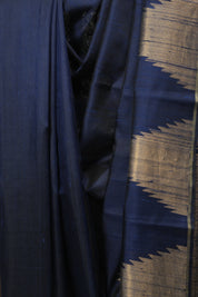 Navy Blue Raw Silk Saree - SRNBRSS1009