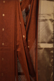 Brown Maheshwari Saree - SRBMS1037