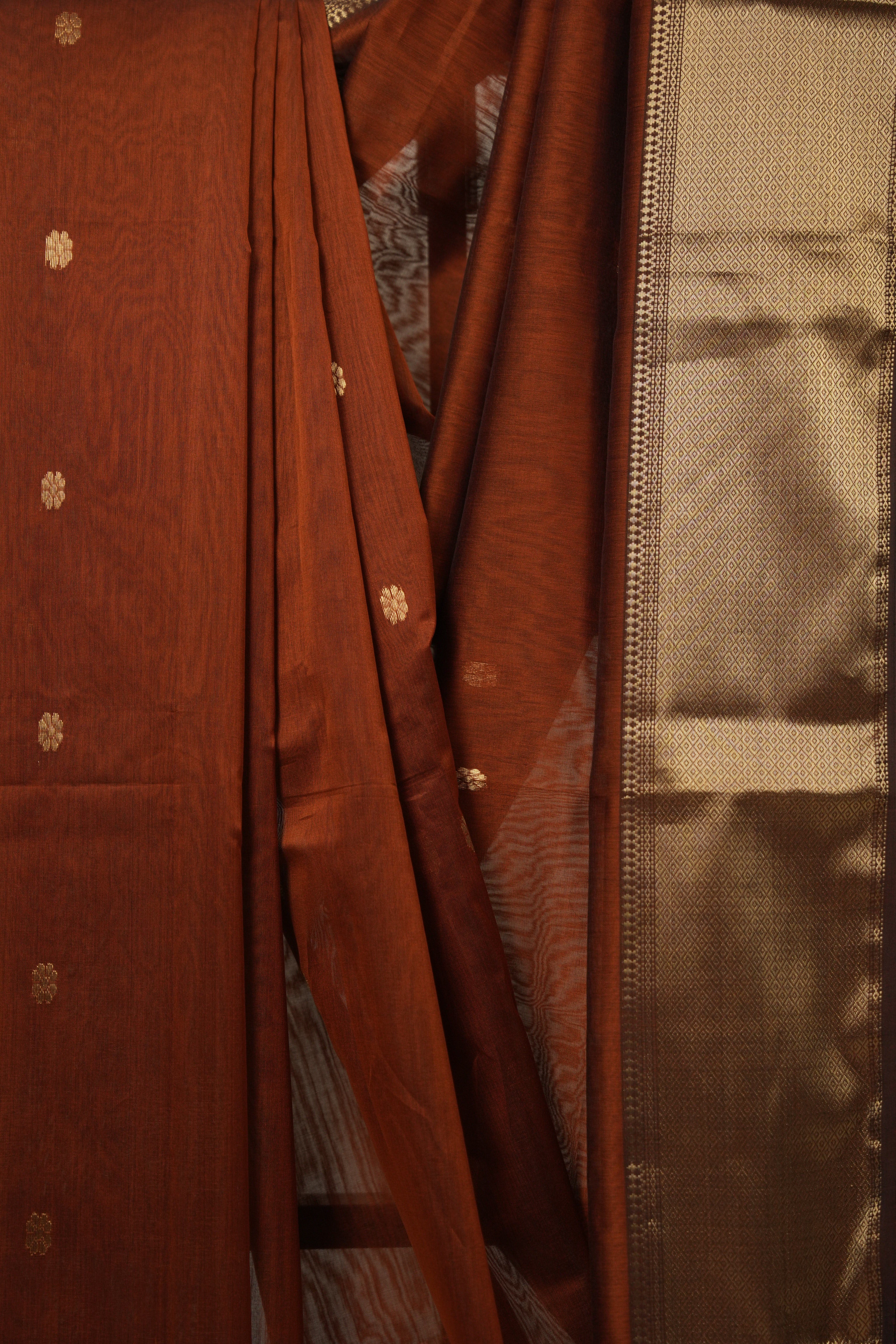 Brown Maheshwari Saree - SRBMS1037