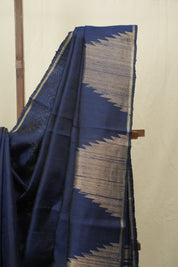 Navy Blue Raw Silk Saree - SRNBRSS1009