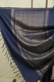 Navy Blue Raw Silk Saree - SRNBRSS1009
