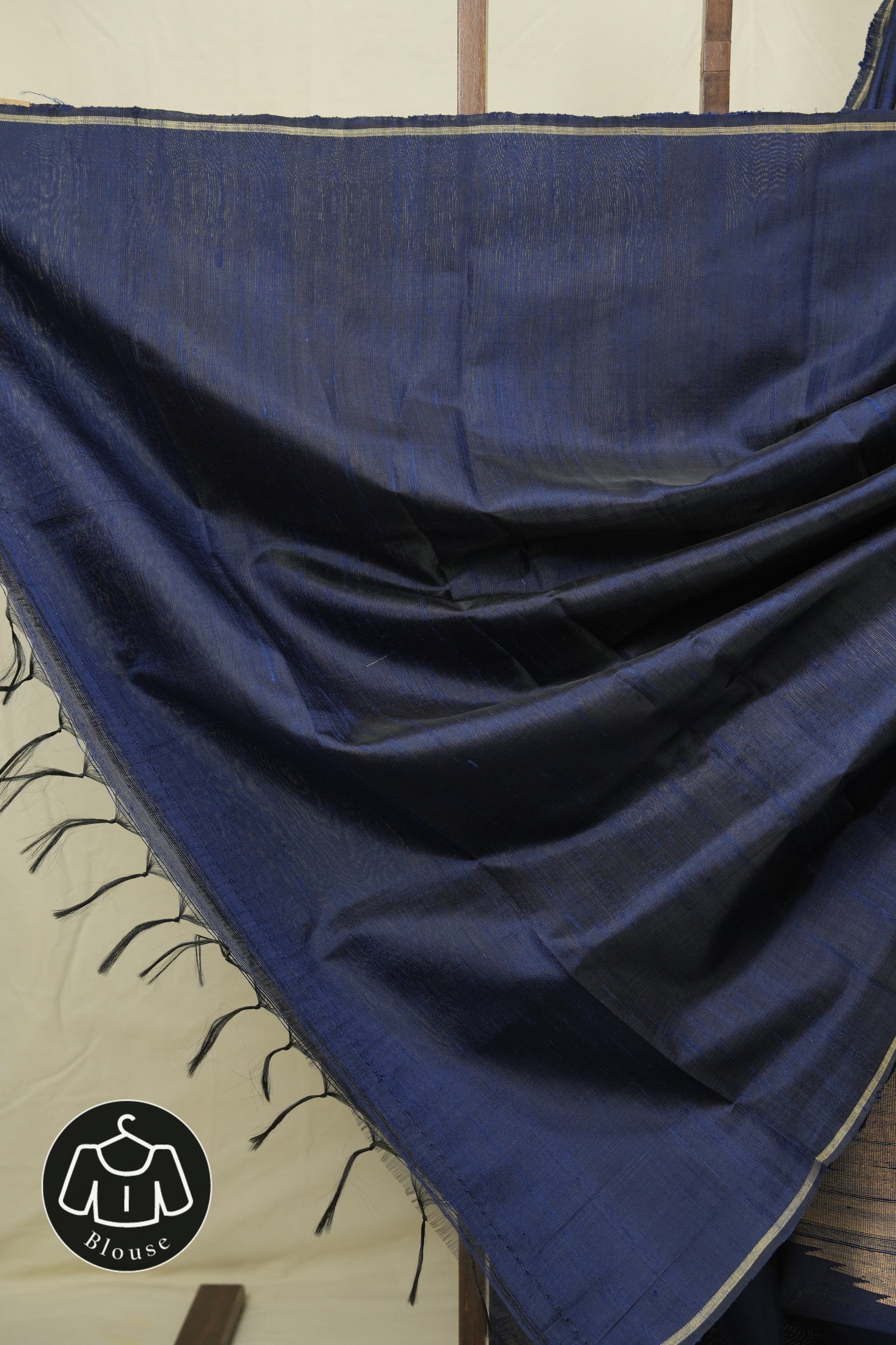 Navy Blue Raw Silk Saree - SRNBRSS1009