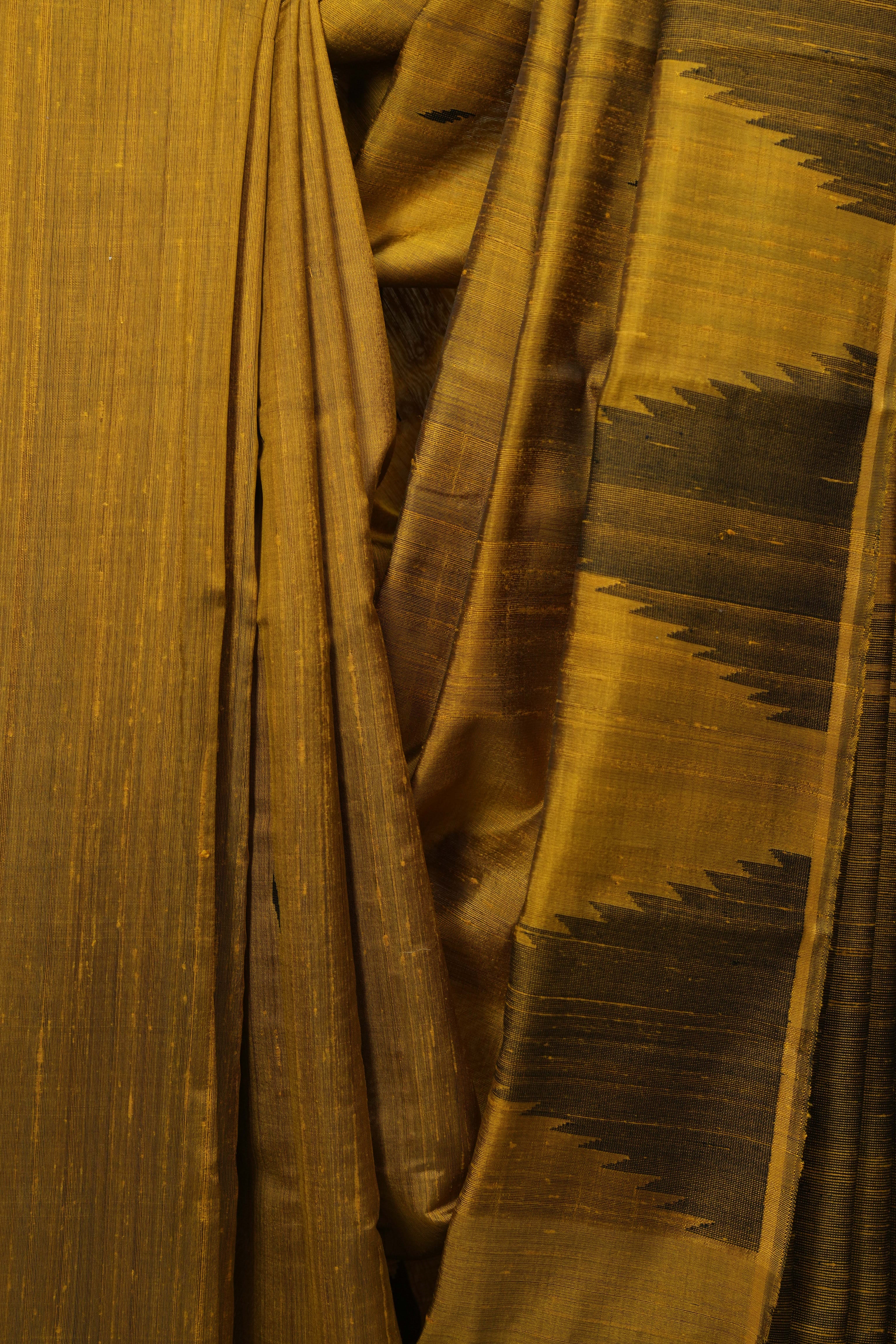 Gold Raw Silk Saree - SRGRSS1010