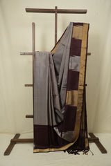 Metallic Grey Soft Silk Saree - SRMGSSS465