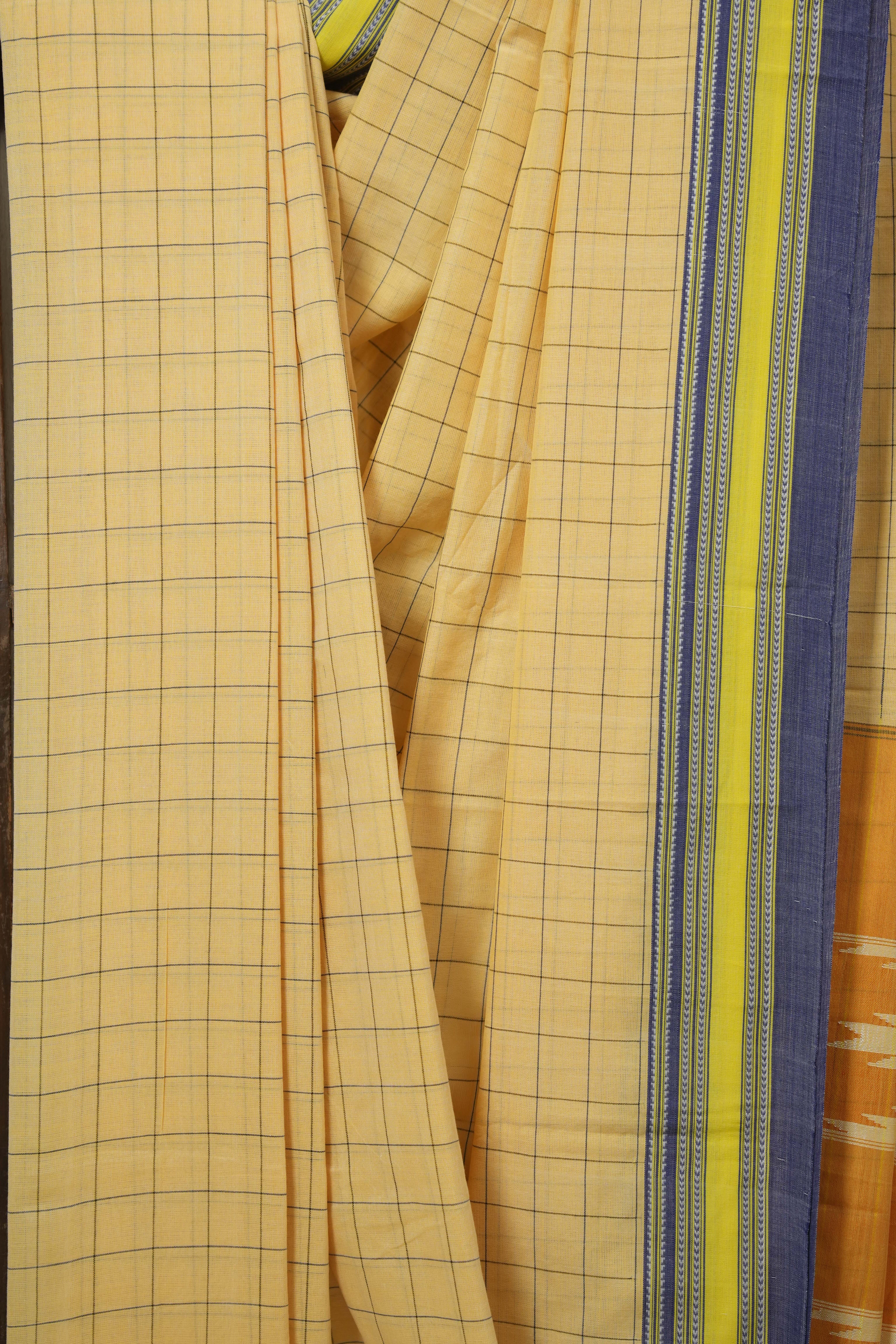 Butter Yellow Cotton Ilkal Saree - SRBYCIS915