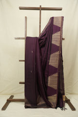 Wine Raw Silk Saree - SRWRSS1011