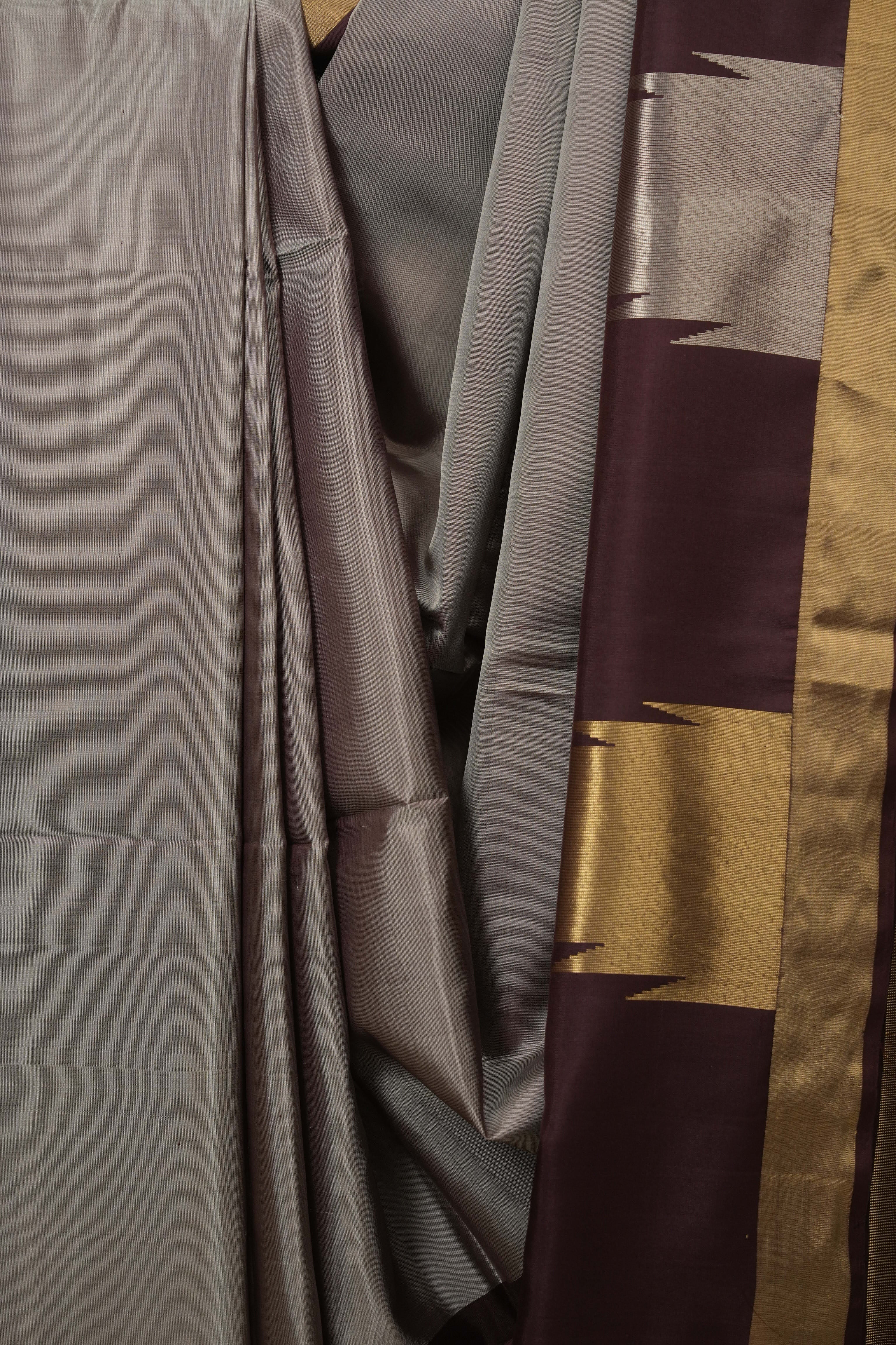 Metallic Grey Soft Silk Saree - SRMGSSS465