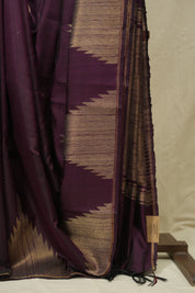 Wine Raw Silk Saree - SRWRSS1011