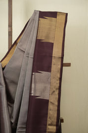 Metallic Grey Soft Silk Saree - SRMGSSS465