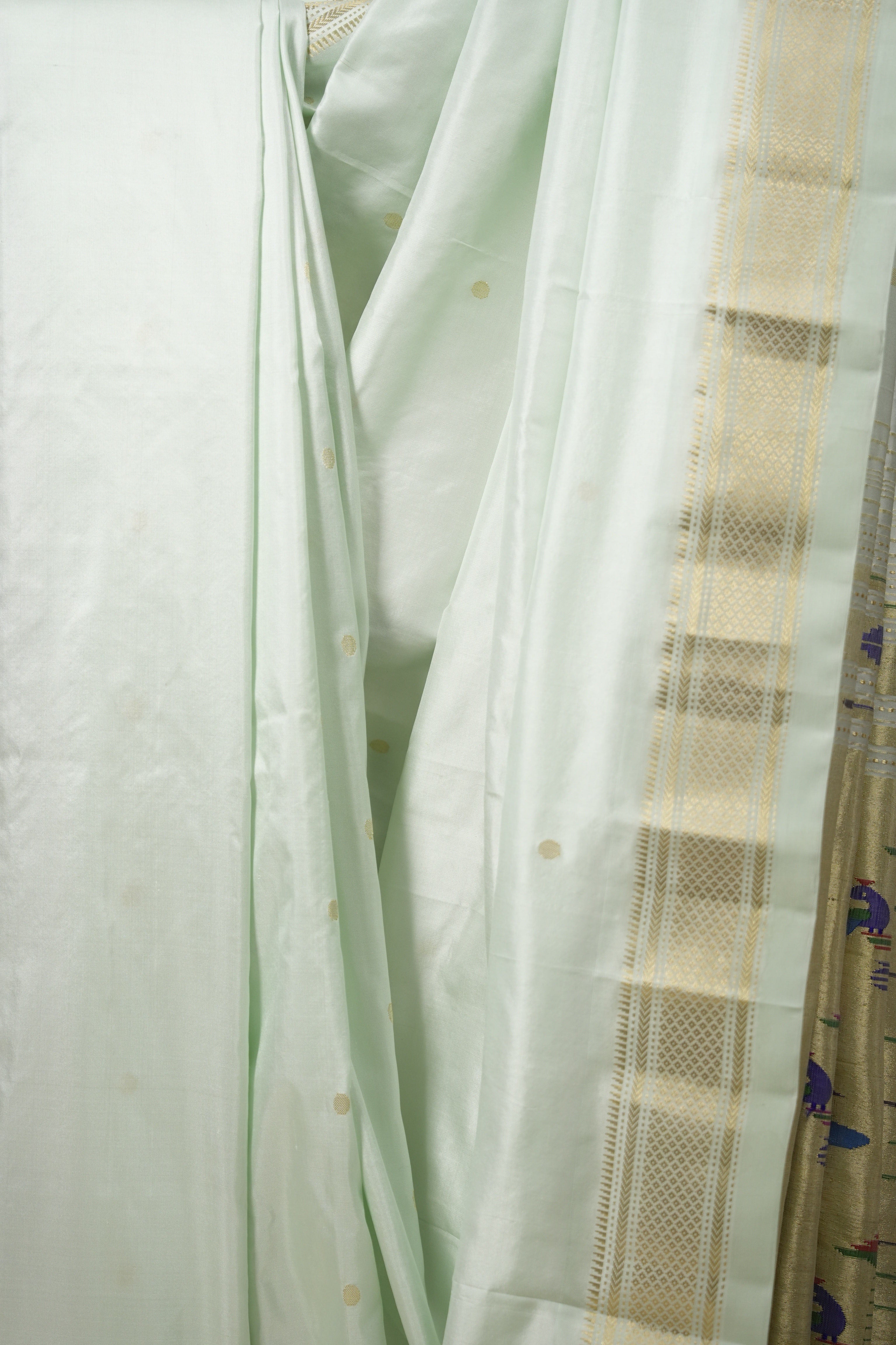 Pastel Mint Green Silk Paithani Saree - SRPMGSPS757