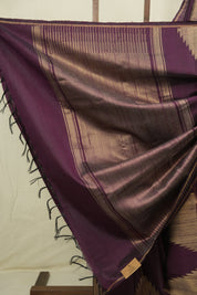 Wine Raw Silk Saree - SRWRSS1011