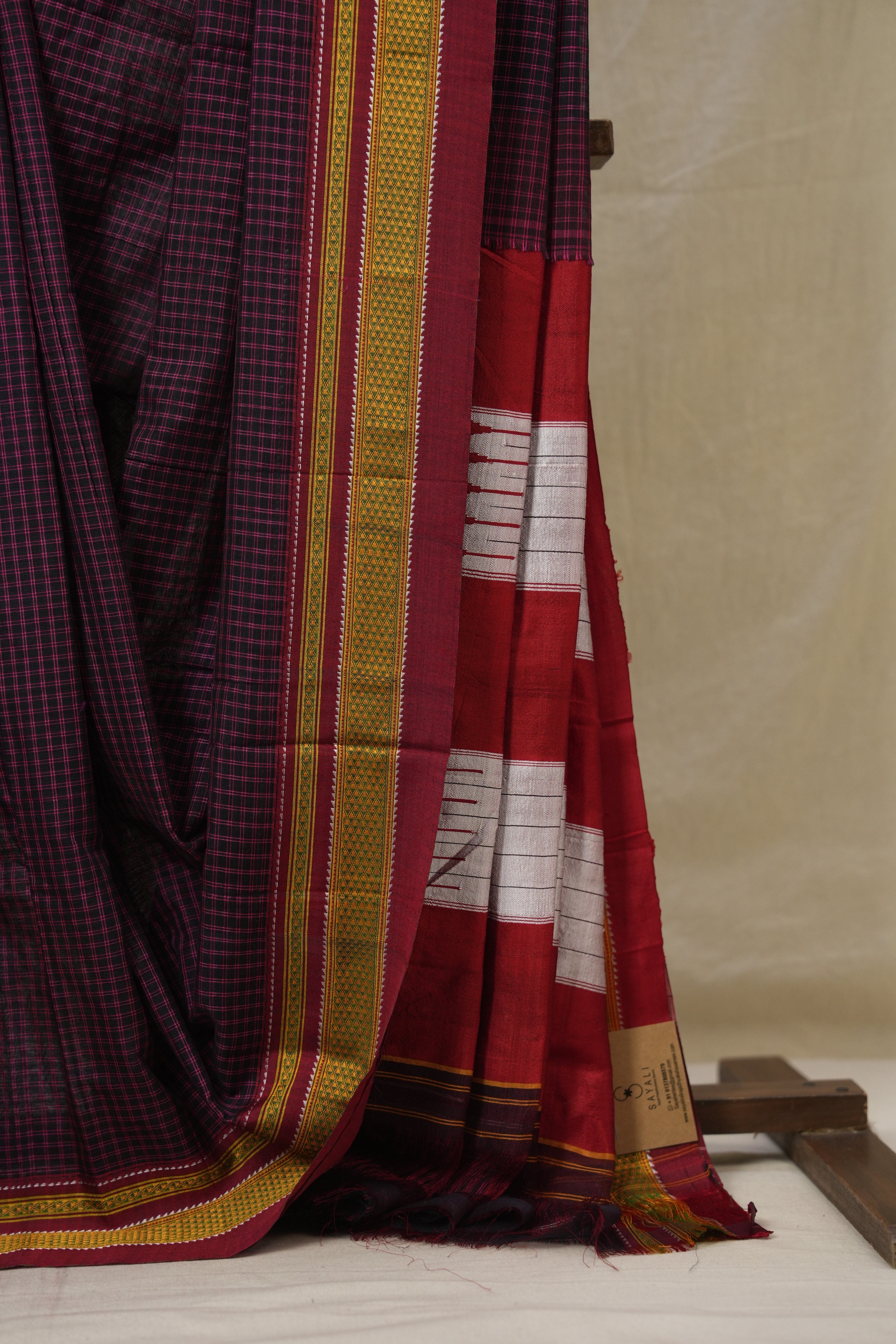 Pink Black Mixed Cotton Ilkal Saree - SRPBMCIS931
