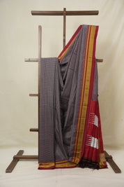 Black White Mixed Cotton Ilkal Saree - SRBWMCIS934